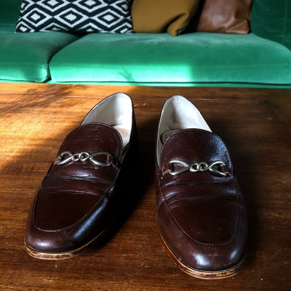 ZARA Leather Loafers Brass Buckle - Picture 1 of 6